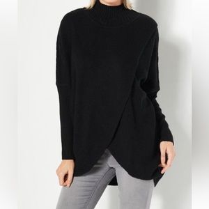 EUC Truth + Style black cross over funnel neck sweater size large
